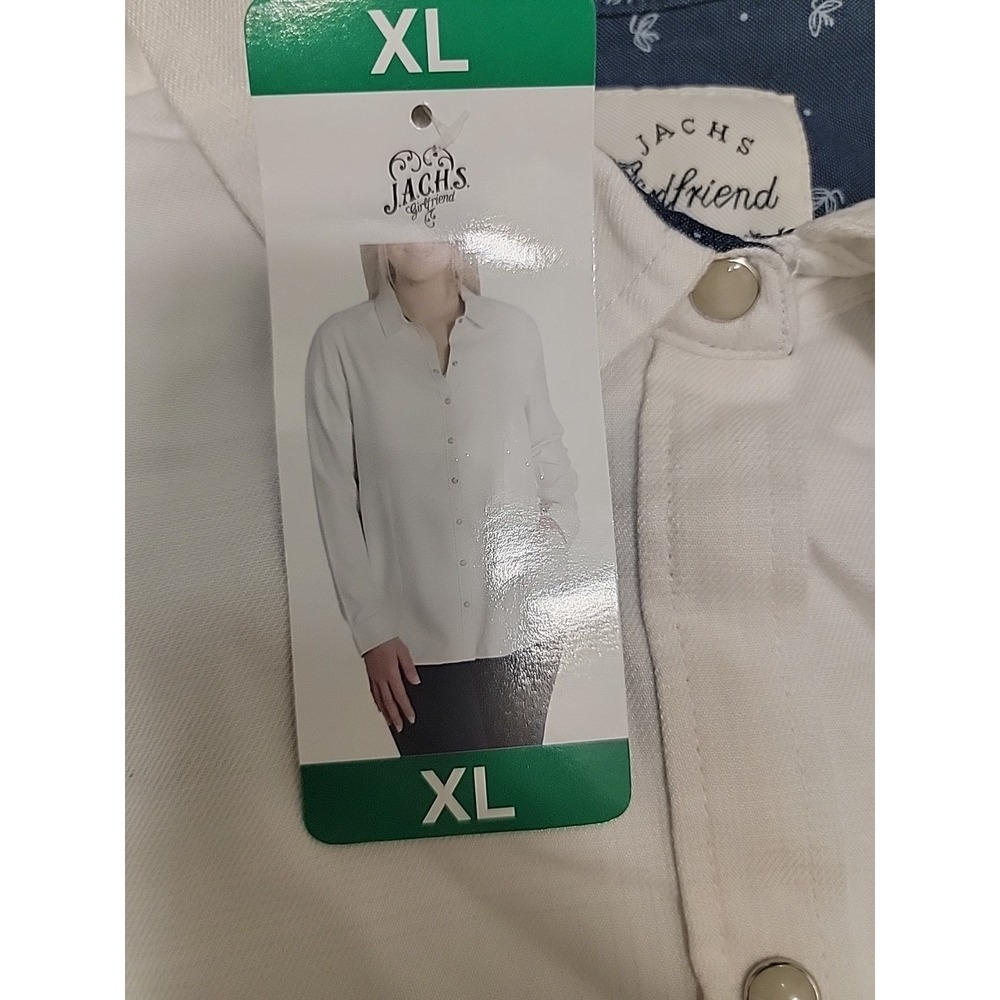Jachs Girlfriend Women's Super Soft Feel Flannel Shirt | White | XLarge - Picture 2 of 2